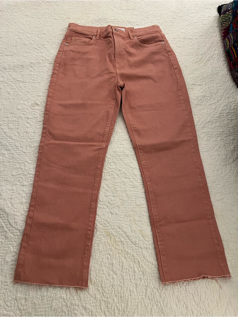 LOFT High Waist Straight Crop Jeans - Dusty Rose - Picture 2 of 7